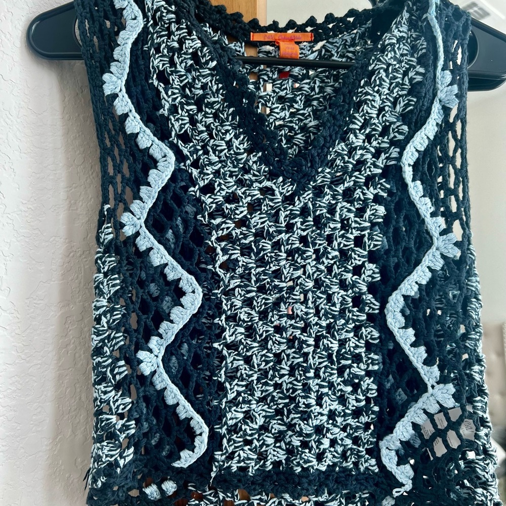 Chelsea & Violet Blue Crochet Women Top